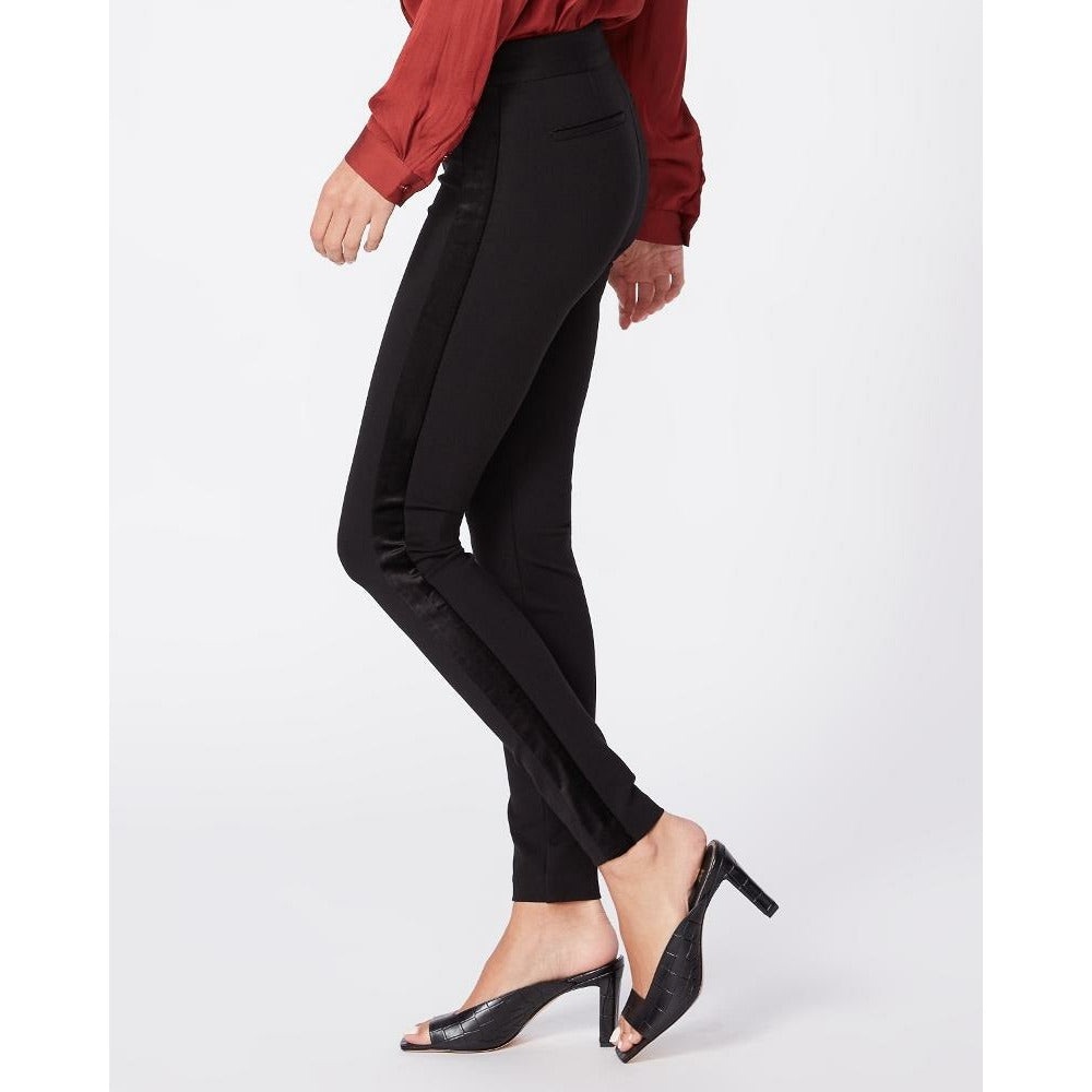 NWT Paige Tereza Velvet Side Stripe Slim Pants Black, Size 27
